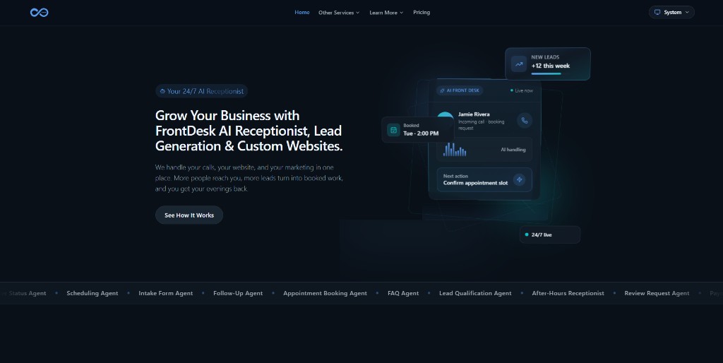 AI Receptionist Marketing Site with Industry Storytelling screenshot 1